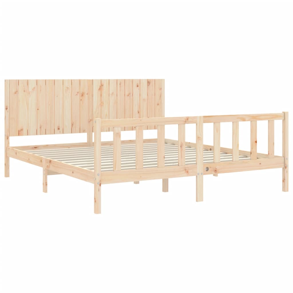 vidaXL Cadru de pat cu tăblie Super King Size, lemn masiv