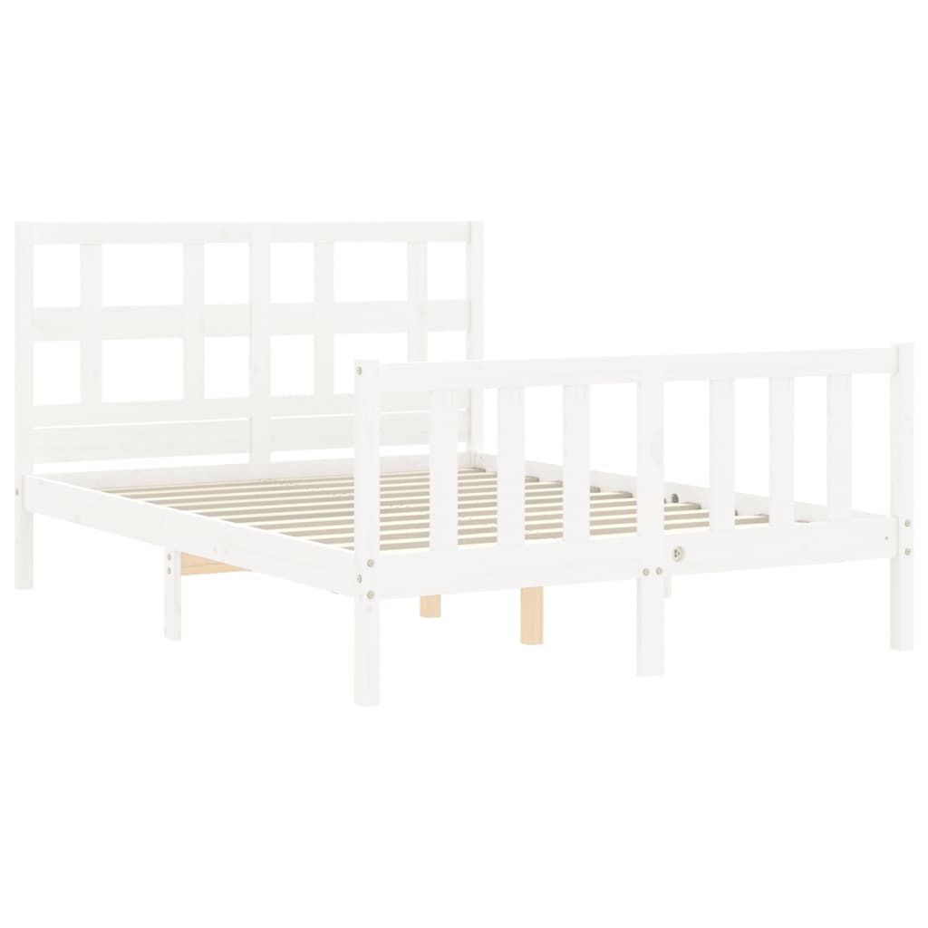 vidaXL Cadru de pat fără saltea, alb, 140x190 cm, lemn masiv de pin vidaXL Cadru de pat fără saltea, alb, 140x190 cm, lemn masiv de pin