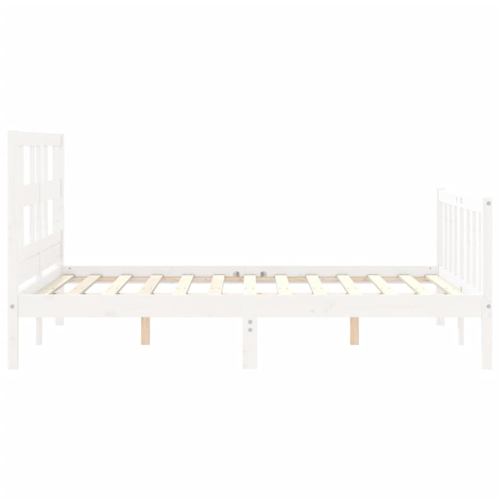 vidaXL Cadru de pat fără saltea, alb, 140x190 cm, lemn masiv de pin vidaXL Cadru de pat fără saltea, alb, 140x190 cm, lemn masiv de pin
