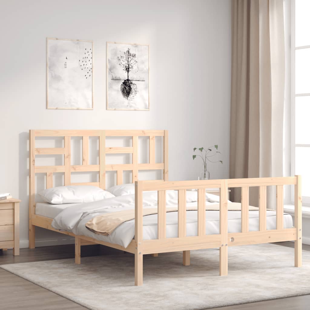 vidaXL Cadru de pat fără saltea, 140x190 cm, lemn masiv de pin vidaXL Cadru de pat fără saltea, 140x190 cm, lemn masiv de pin