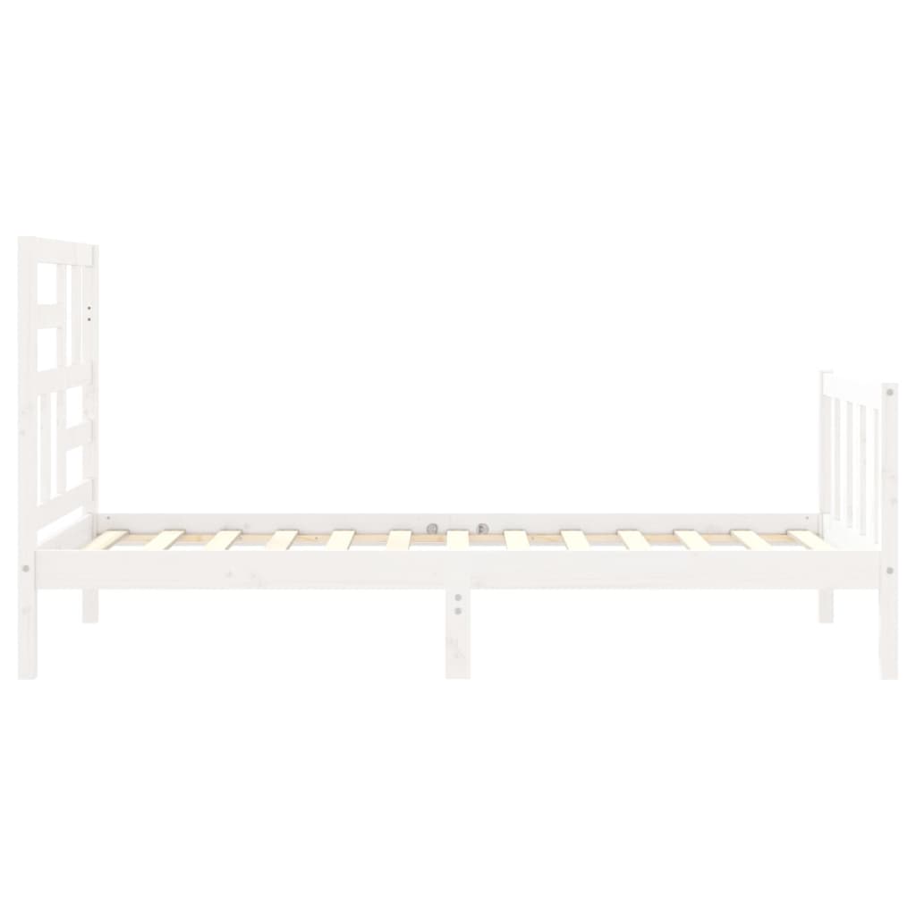 vidaXL Cadru de pat fără saltea, alb, 90x200 cm, lemn masiv pin