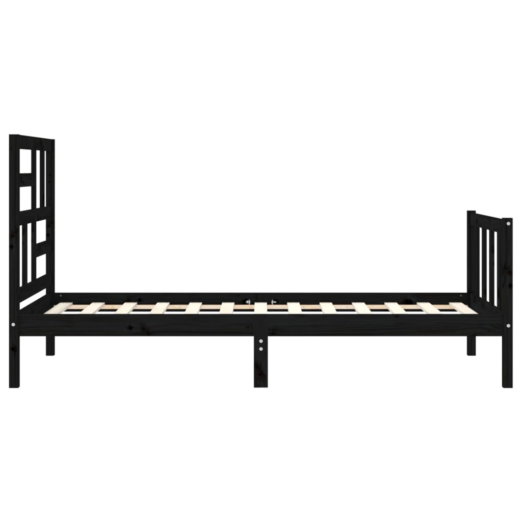vidaXL Cadru de pat cu tăblie, negru, 100x200 cm, lemn masiv vidaXL Cadru de pat cu tăblie, negru, 100x200 cm, lemn masiv