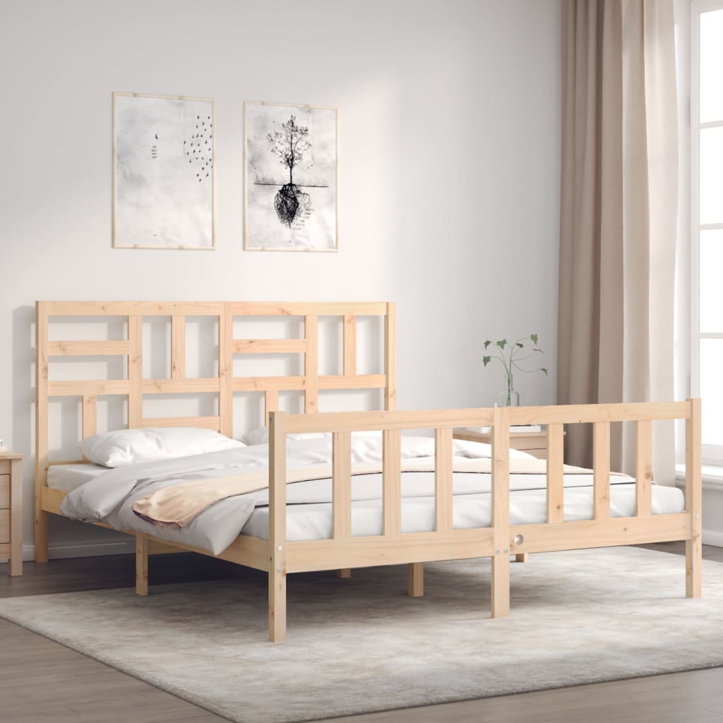vidaXL Cadru de pat cu tăblie, king size, lemn masiv vidaXL Cadru de pat cu tăblie, king size, lemn masiv