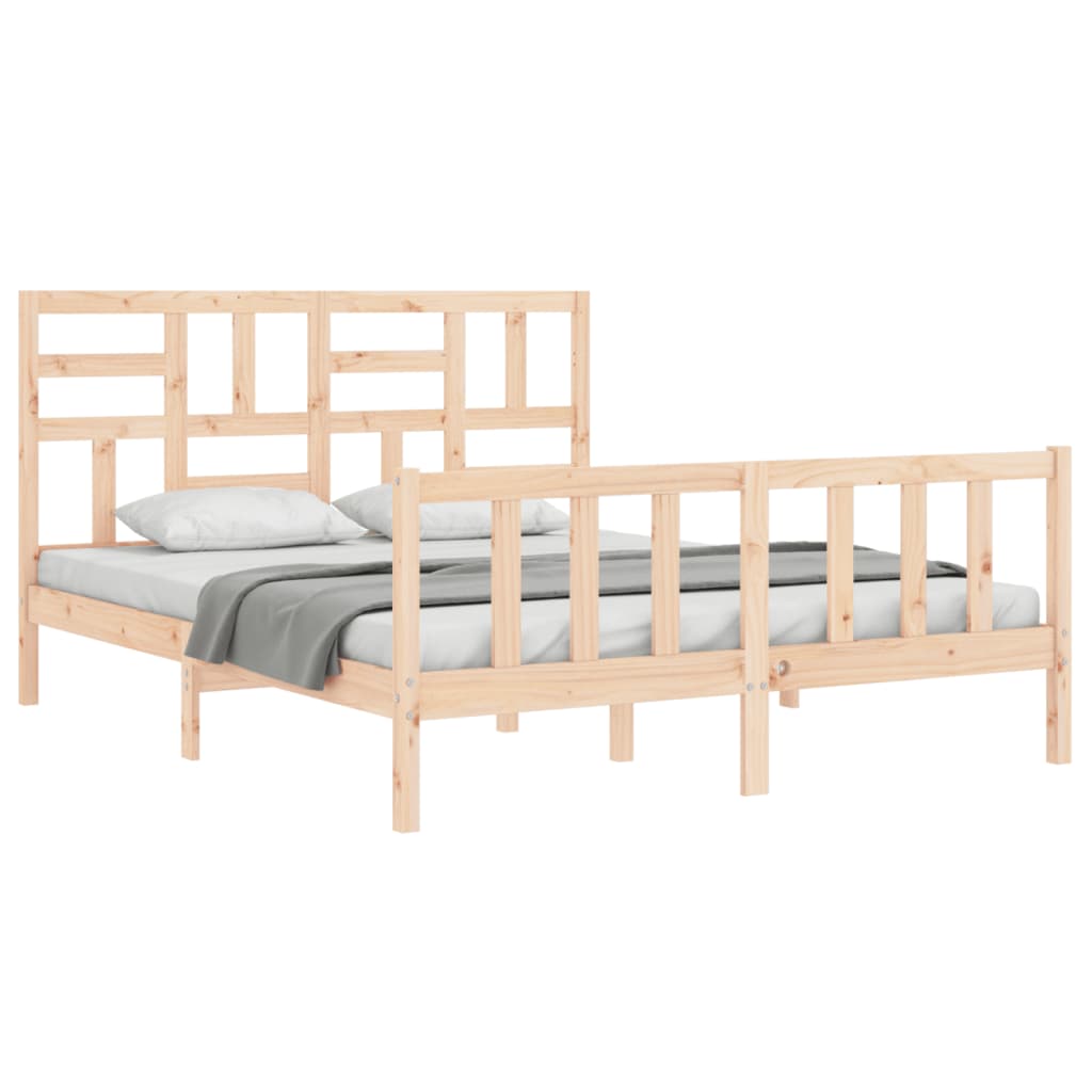 vidaXL Cadru de pat cu tăblie, king size, lemn masiv vidaXL Cadru de pat cu tăblie, king size, lemn masiv