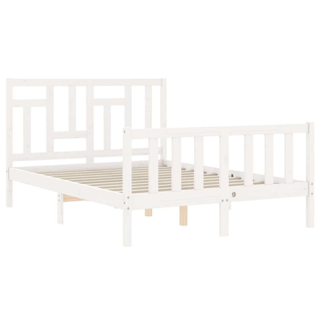vidaXL Cadru de pat fără saltea, alb, 140x190 cm, lemn masiv de pin
