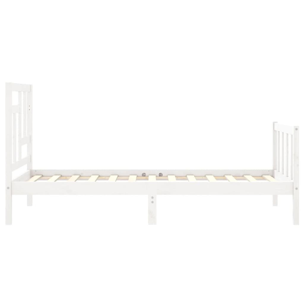 vidaXL Cadru de pat fără saltea, alb, 90x200 cm, lemn masiv pin