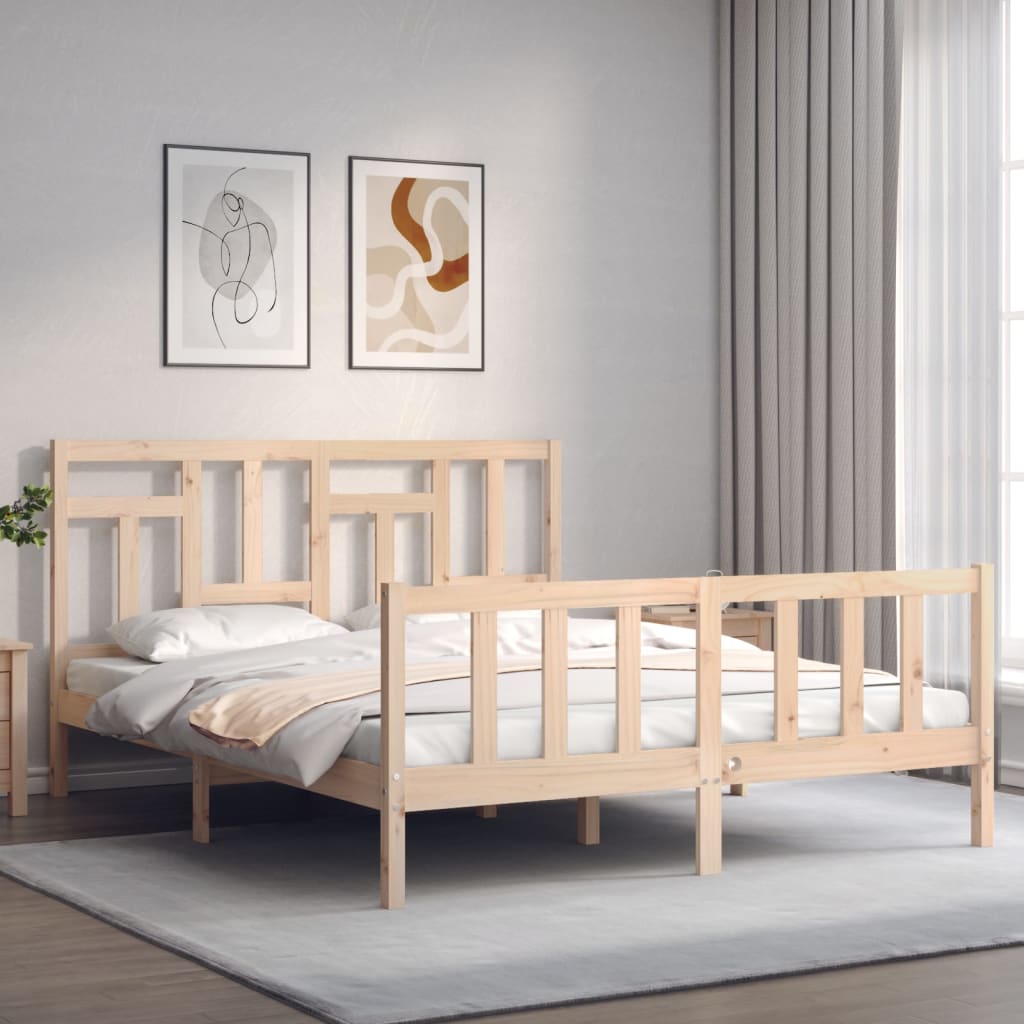 vidaXL Cadru de pat fără saltea, 160x200 cm, lemn masiv pin