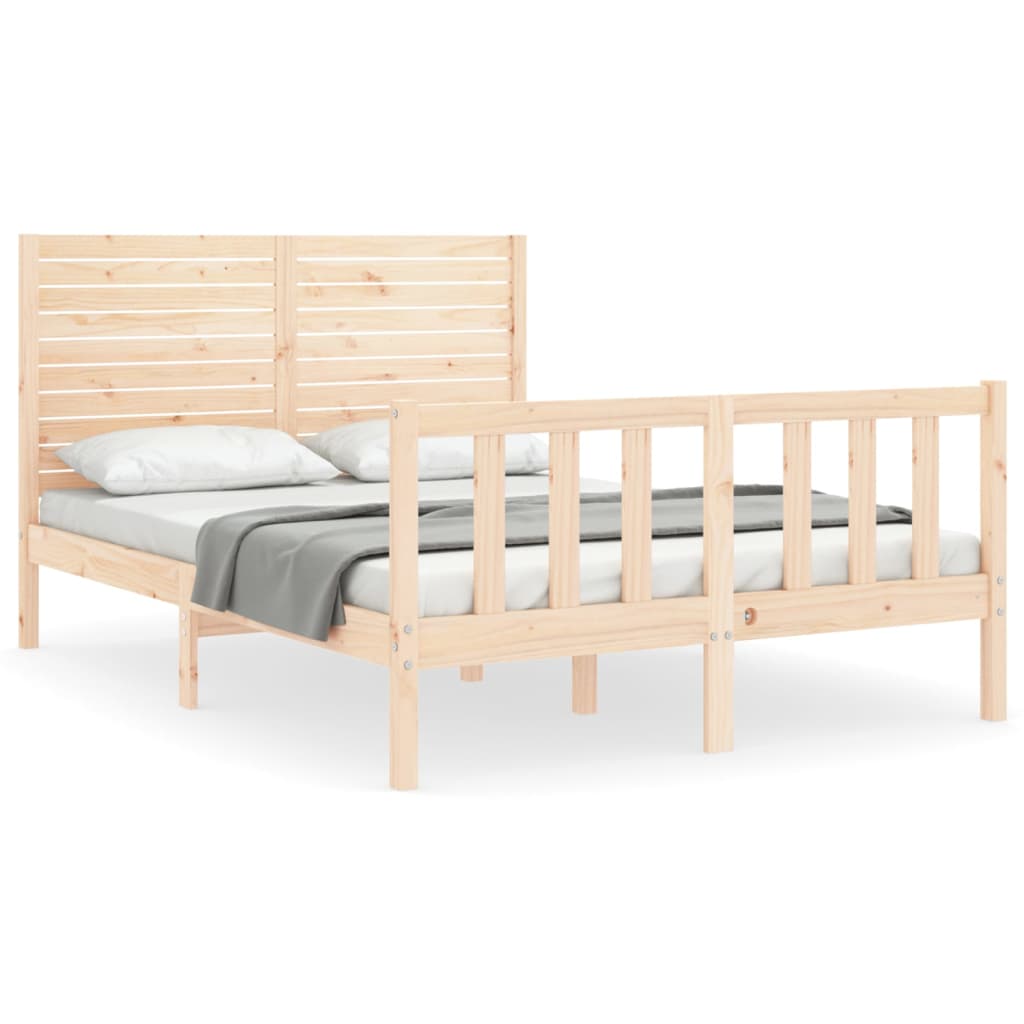 vidaXL Cadru de pat fără saltea, 140x190 cm, lemn masiv de pin vidaXL Cadru de pat fără saltea, 140x190 cm, lemn masiv de pin