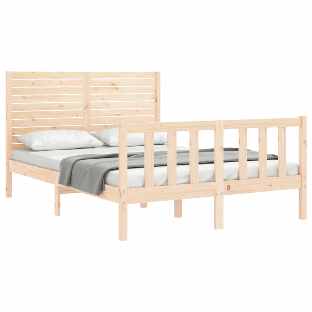 vidaXL Cadru de pat fără saltea, 140x190 cm, lemn masiv de pin vidaXL Cadru de pat fără saltea, 140x190 cm, lemn masiv de pin