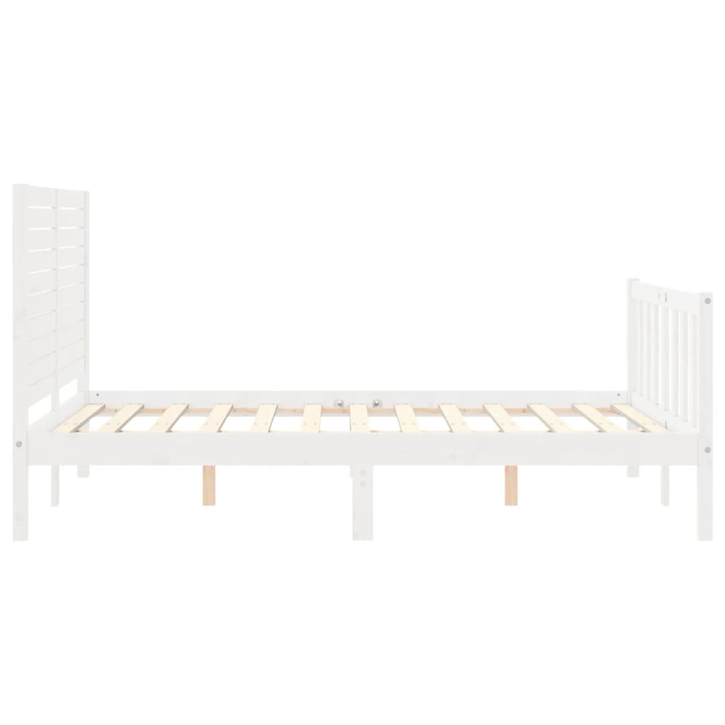 vidaXL Cadru de pat fără saltea, alb, 140x190 cm, lemn masiv de pin