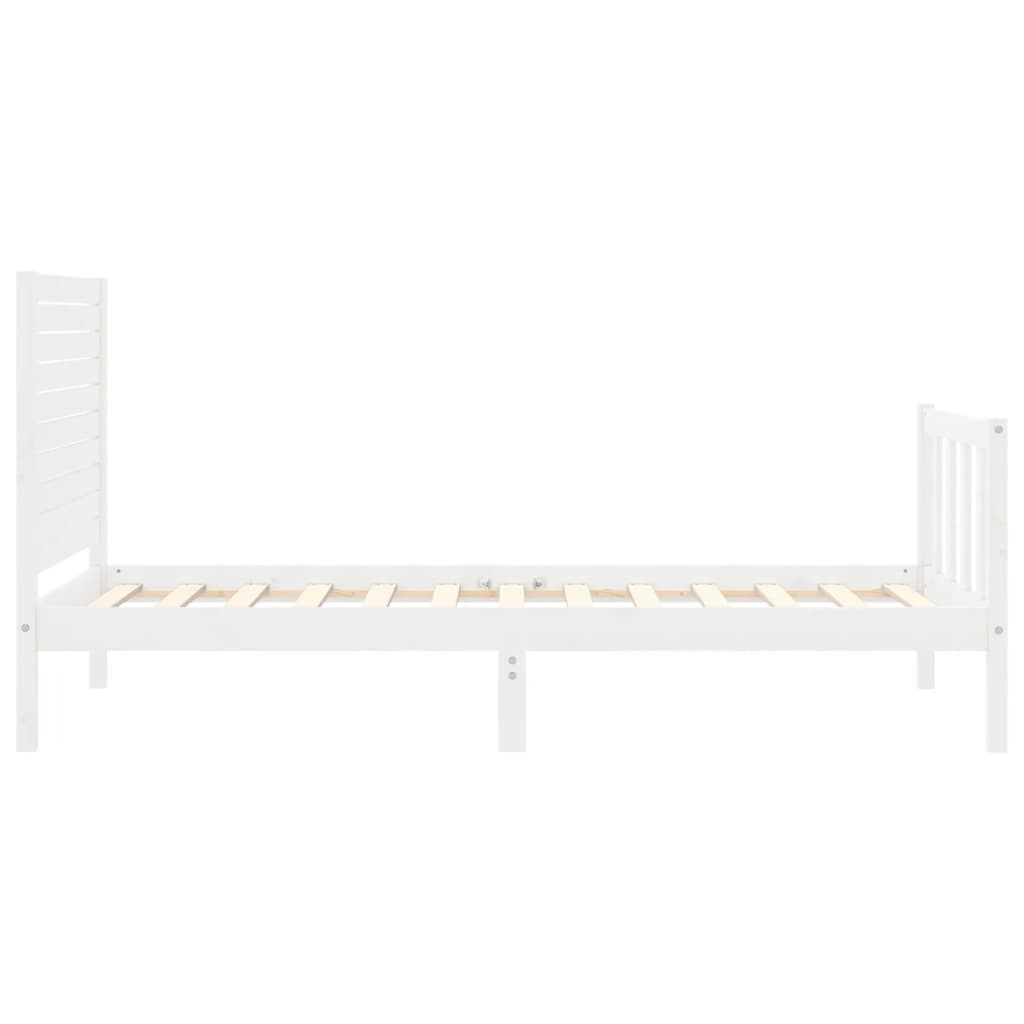 vidaXL Cadru de pat fără saltea, alb, 90x200 cm, lemn masiv pin