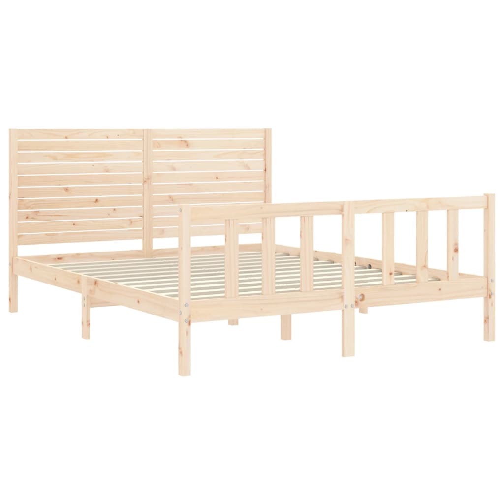 vidaXL Cadru de pat cu tăblie, king size, lemn masiv vidaXL Cadru de pat cu tăblie, king size, lemn masiv