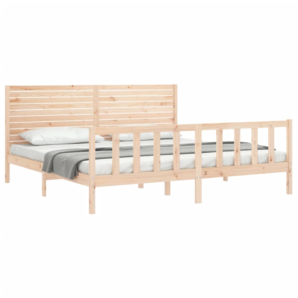 vidaXL Cadru de pat cu tăblie Super King Size, lemn masiv