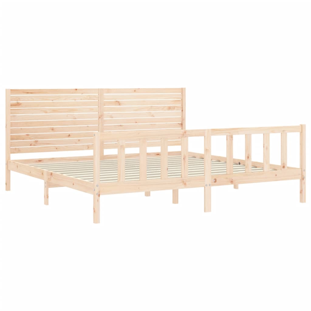 vidaXL Cadru de pat cu tăblie Super King Size, lemn masiv
