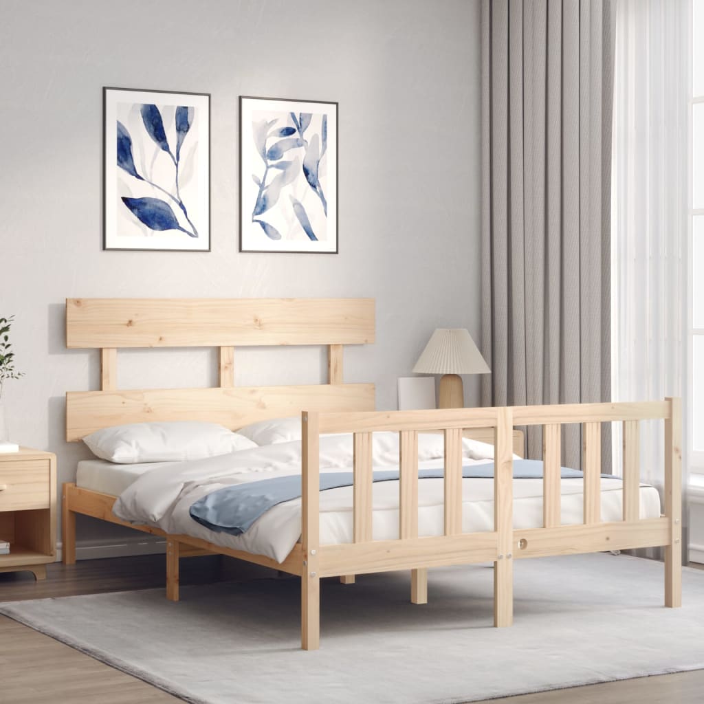 vidaXL Cadru de pat fără saltea, 140x190 cm, lemn masiv de pin vidaXL Cadru de pat fără saltea, 140x190 cm, lemn masiv de pin