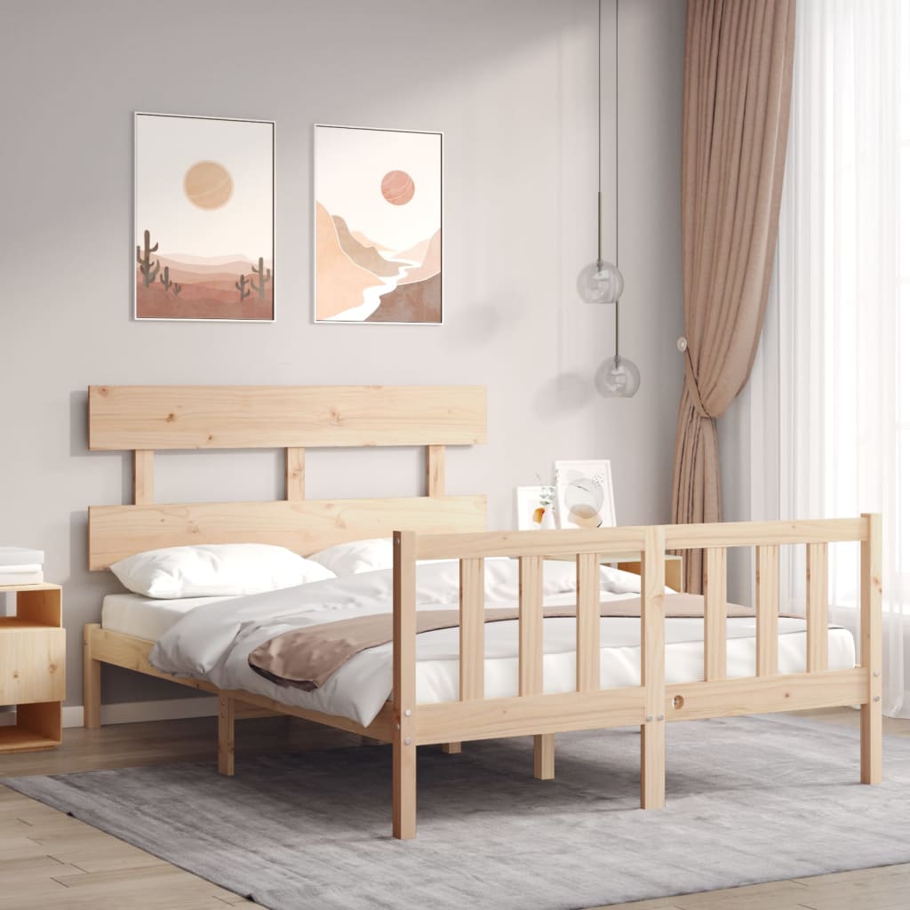 vidaXL Cadru de pat fără saltea, 140x190 cm, lemn masiv de pin vidaXL Cadru de pat fără saltea, 140x190 cm, lemn masiv de pin