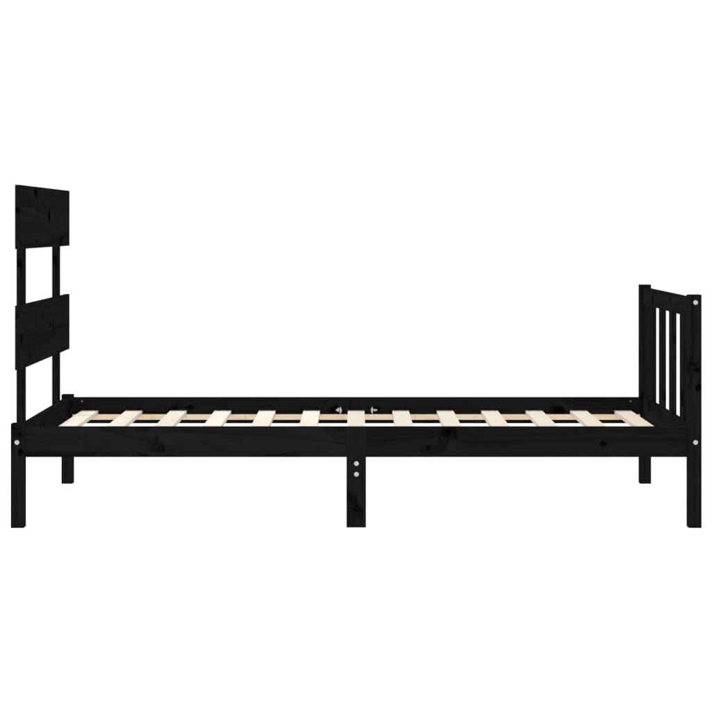 vidaXL Cadru de pat cu tăblie, negru, 100x200 cm, lemn masiv vidaXL Cadru de pat cu tăblie, negru, 100x200 cm, lemn masiv