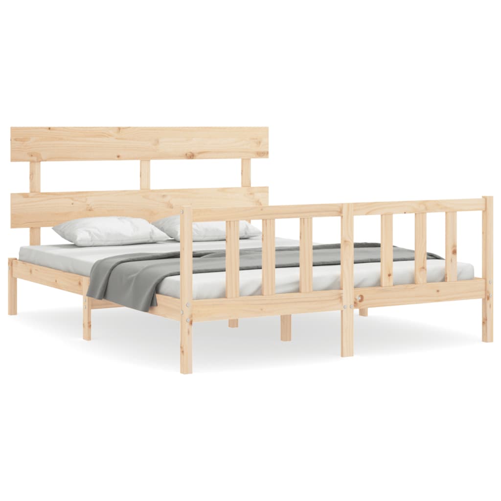 vidaXL Cadru de pat cu tăblie, king size, lemn masiv vidaXL Cadru de pat cu tăblie, king size, lemn masiv