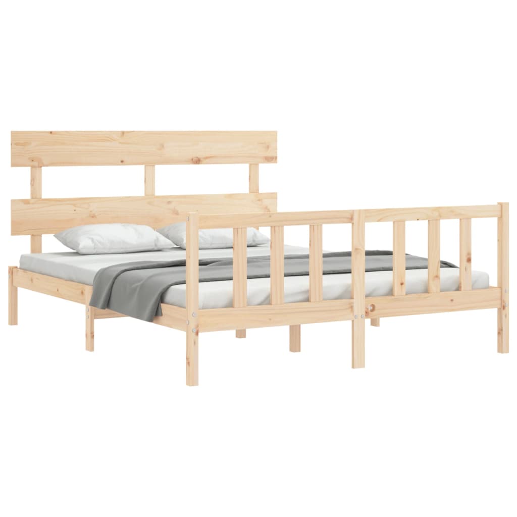 vidaXL Cadru de pat cu tăblie, king size, lemn masiv vidaXL Cadru de pat cu tăblie, king size, lemn masiv