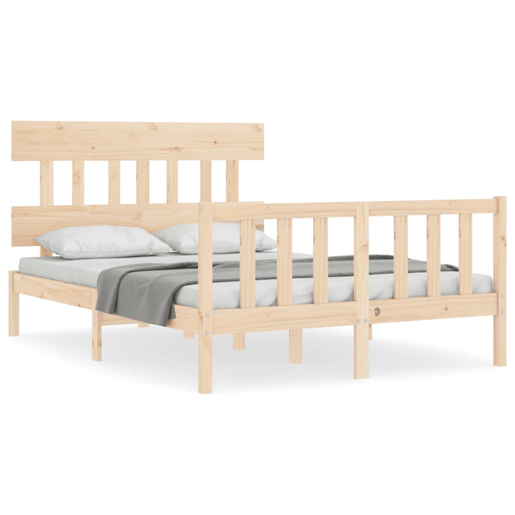 vidaXL Cadru de pat fără saltea, 140x190 cm, lemn masiv de pin vidaXL Cadru de pat fără saltea, 140x190 cm, lemn masiv de pin