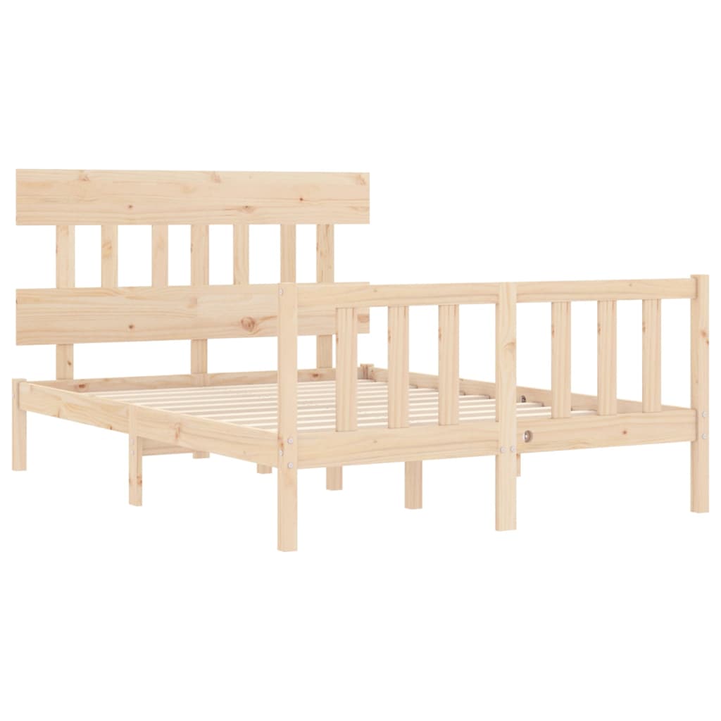 vidaXL Cadru de pat fără saltea, 140x190 cm, lemn masiv de pin vidaXL Cadru de pat fără saltea, 140x190 cm, lemn masiv de pin