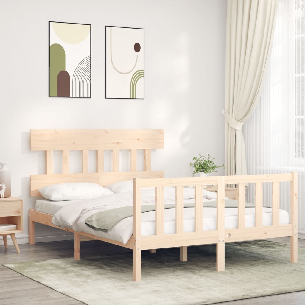 vidaXL Cadru de pat fără saltea, 140x190 cm, lemn masiv de pin vidaXL Cadru de pat fără saltea, 140x190 cm, lemn masiv de pin