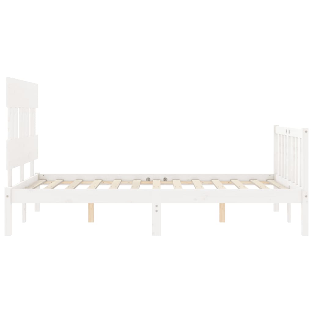 vidaXL Cadru de pat fără saltea, alb, 140x190 cm, lemn masiv de pin vidaXL Cadru de pat fără saltea, alb, 140x190 cm, lemn masiv de pin