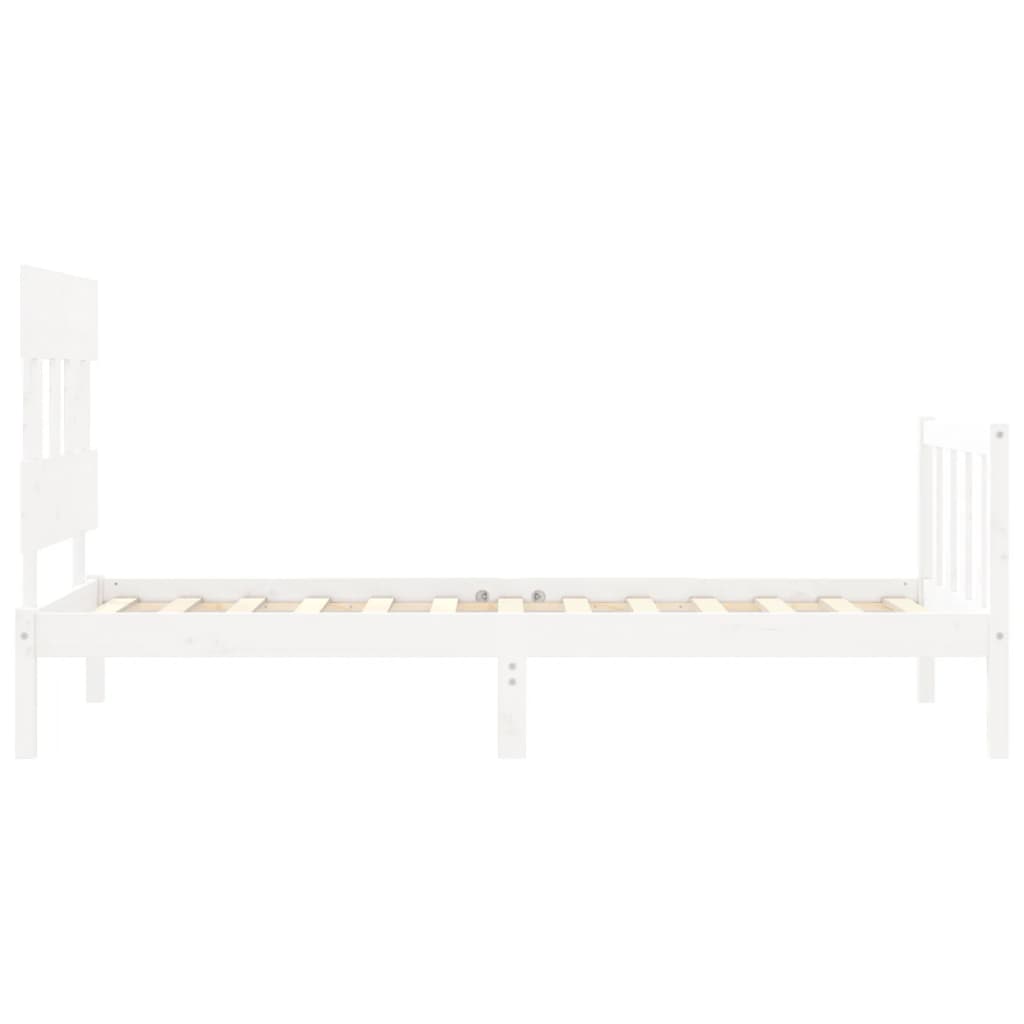 vidaXL Cadru de pat fără saltea, alb, 90x200 cm, lemn masiv pin