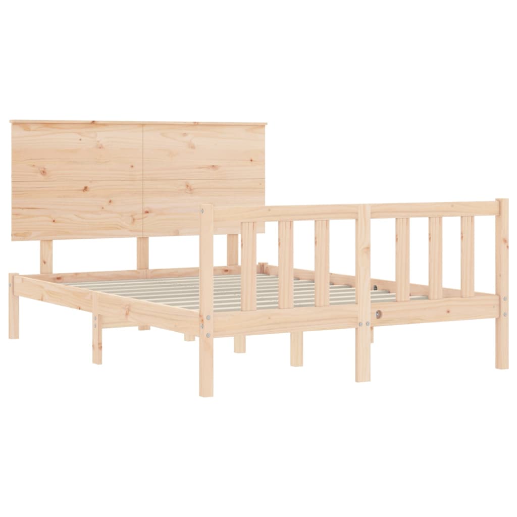 vidaXL Cadru de pat fără saltea, 140x190 cm, lemn masiv de pin