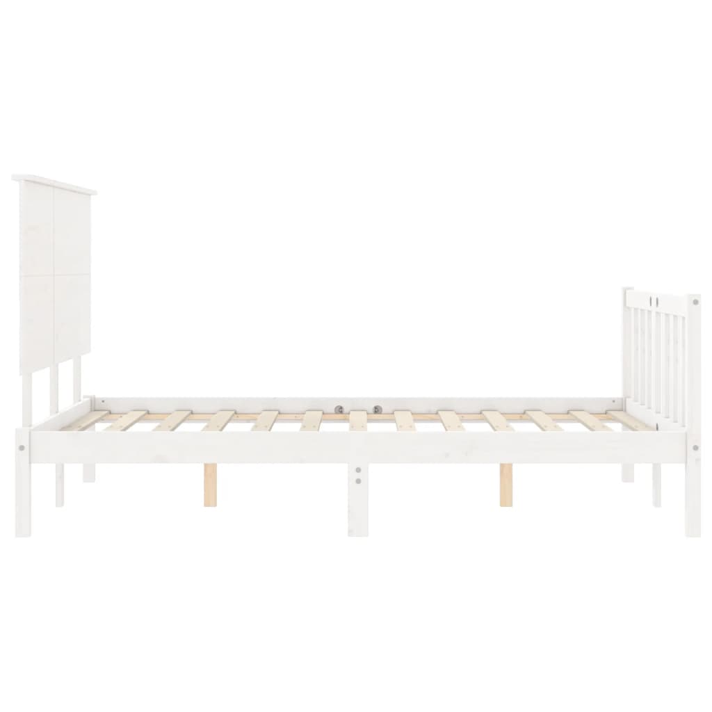 vidaXL Cadru de pat fără saltea, alb, 140x190 cm, lemn masiv de pin