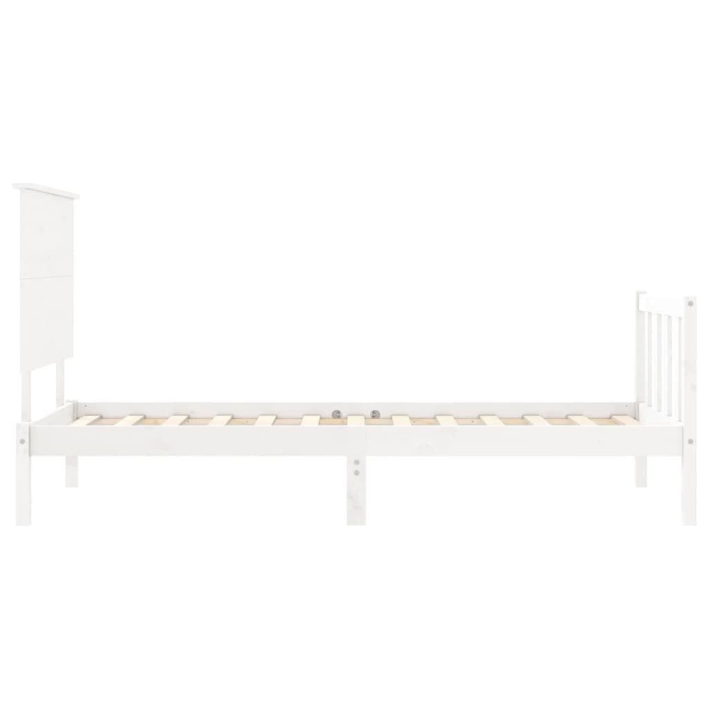 vidaXL Cadru de pat fără saltea, alb, 90x200 cm, lemn masiv pin