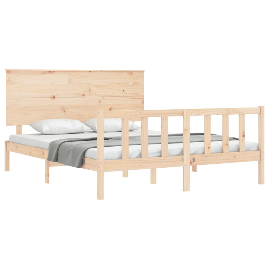 vidaXL Cadru de pat cu tăblie, king size, lemn masiv vidaXL Cadru de pat cu tăblie, king size, lemn masiv