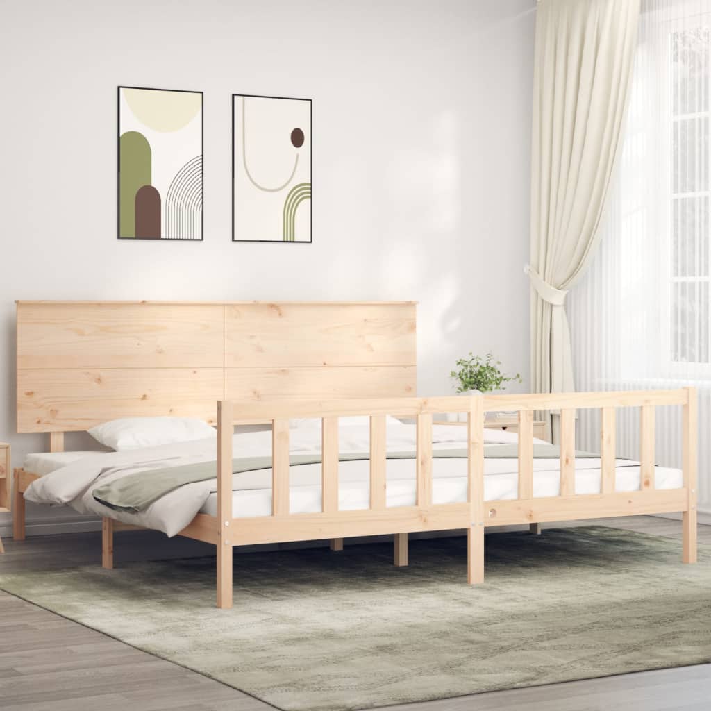 vidaXL Cadru de pat cu tăblie Super King Size, lemn masiv vidaXL Cadru de pat cu tăblie Super King Size, lemn masiv