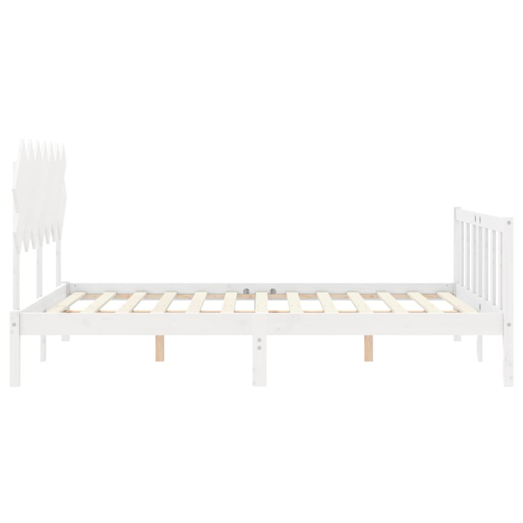 vidaXL Cadru de pat fără saltea, alb, 140x190 cm, lemn masiv de pin