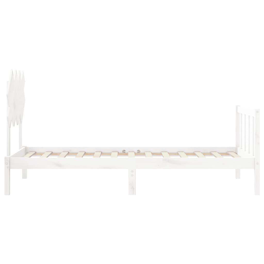 vidaXL Cadru de pat fără saltea, alb, 90x200 cm, lemn masiv pin