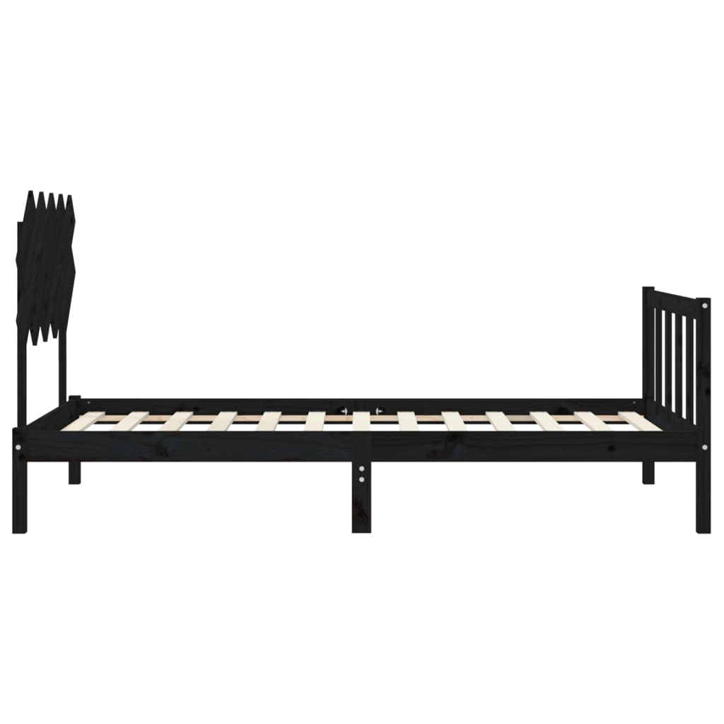 vidaXL Cadru de pat cu tăblie, negru, 100x200 cm, lemn masiv vidaXL Cadru de pat cu tăblie, negru, 100x200 cm, lemn masiv