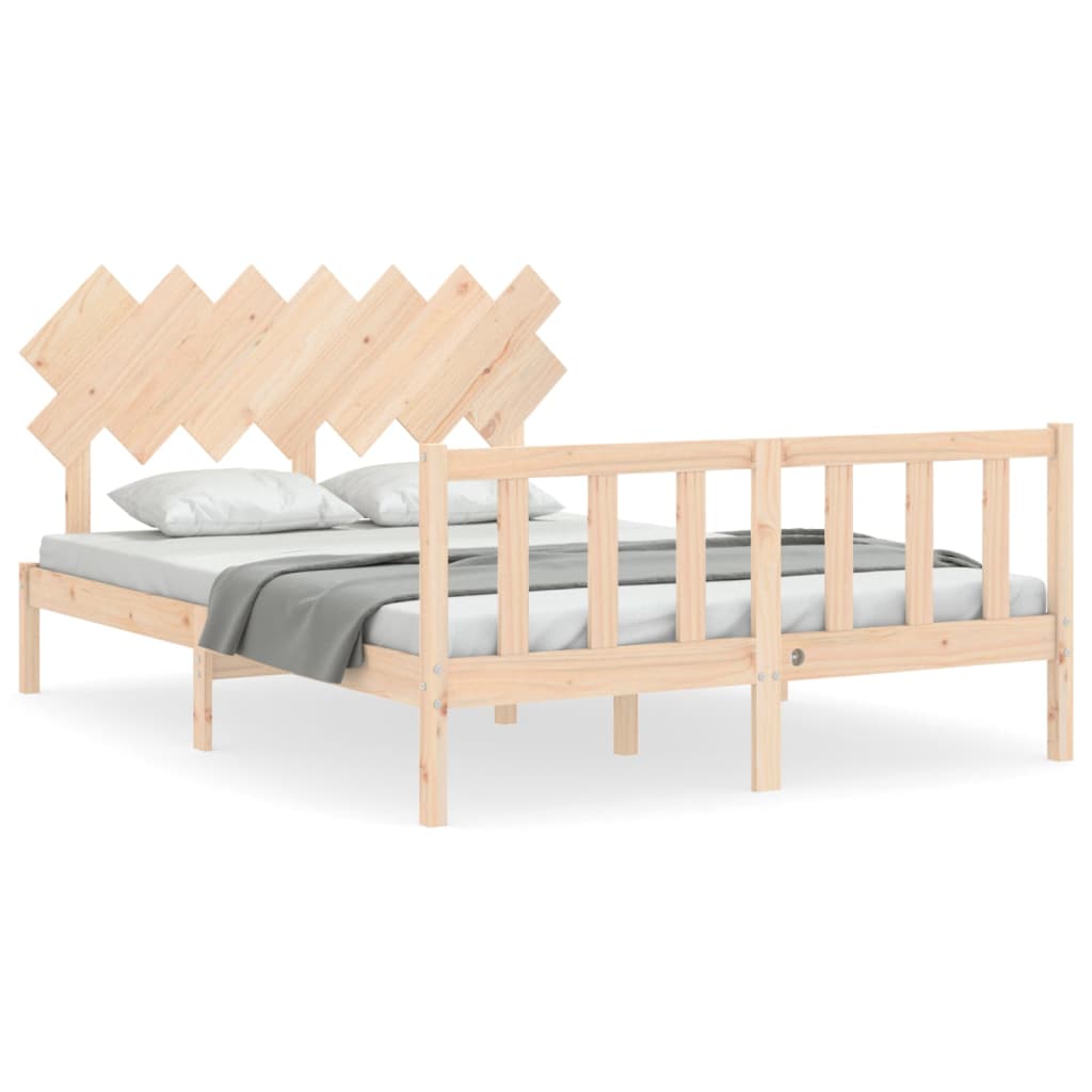 vidaXL Cadru de pat cu tăblie, king size, lemn masiv vidaXL Cadru de pat cu tăblie, king size, lemn masiv