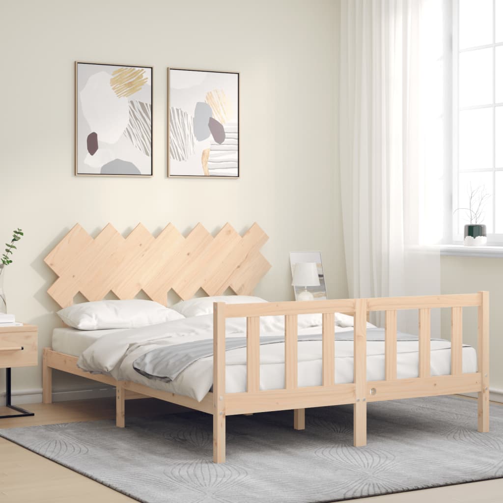 vidaXL Cadru de pat cu tăblie, king size, lemn masiv vidaXL Cadru de pat cu tăblie, king size, lemn masiv