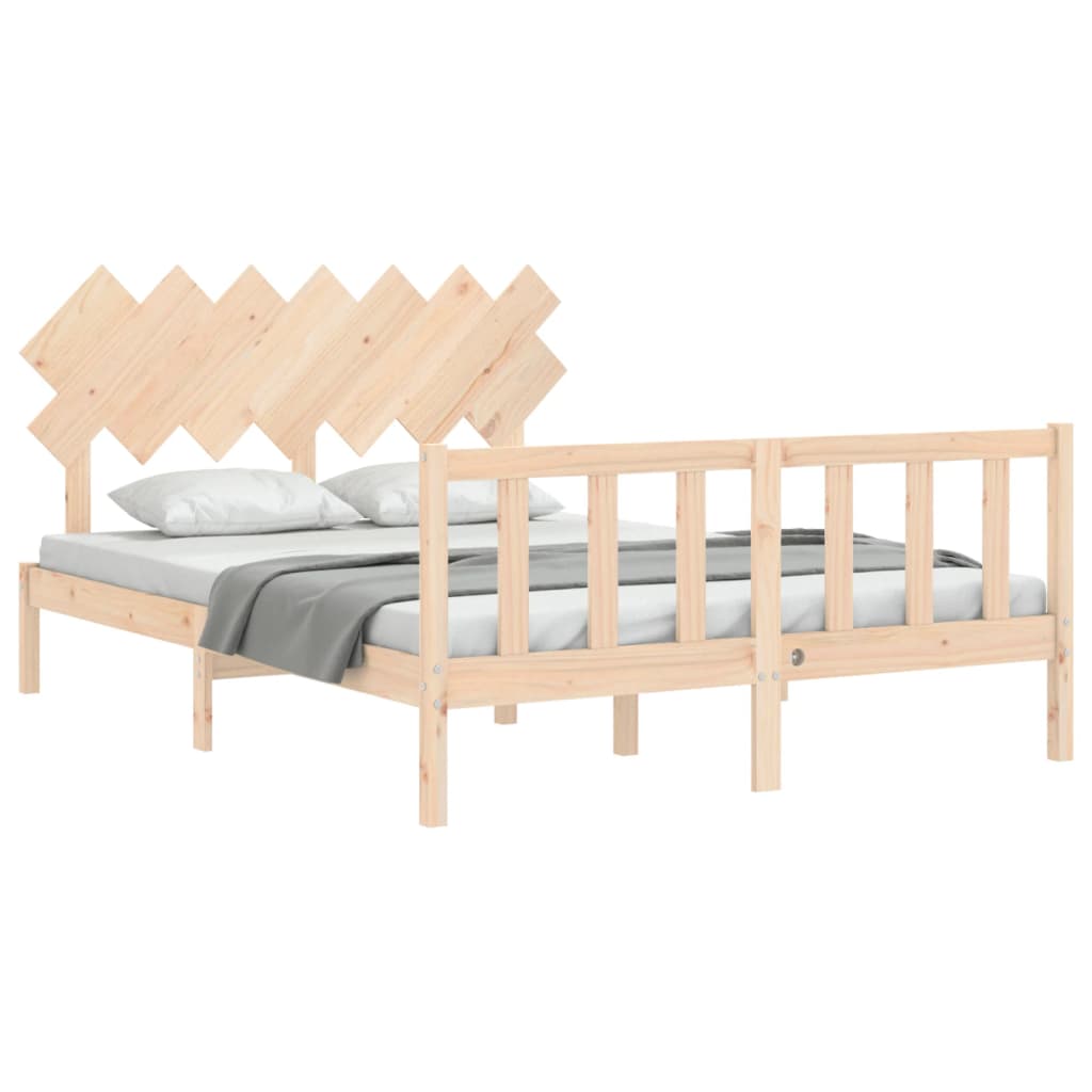 vidaXL Cadru de pat cu tăblie, king size, lemn masiv vidaXL Cadru de pat cu tăblie, king size, lemn masiv