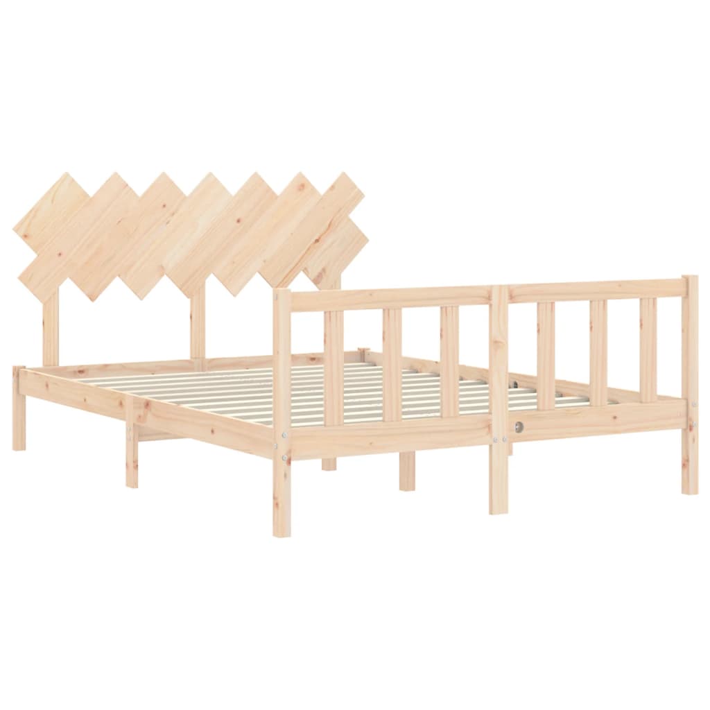 vidaXL Cadru de pat cu tăblie, king size, lemn masiv vidaXL Cadru de pat cu tăblie, king size, lemn masiv