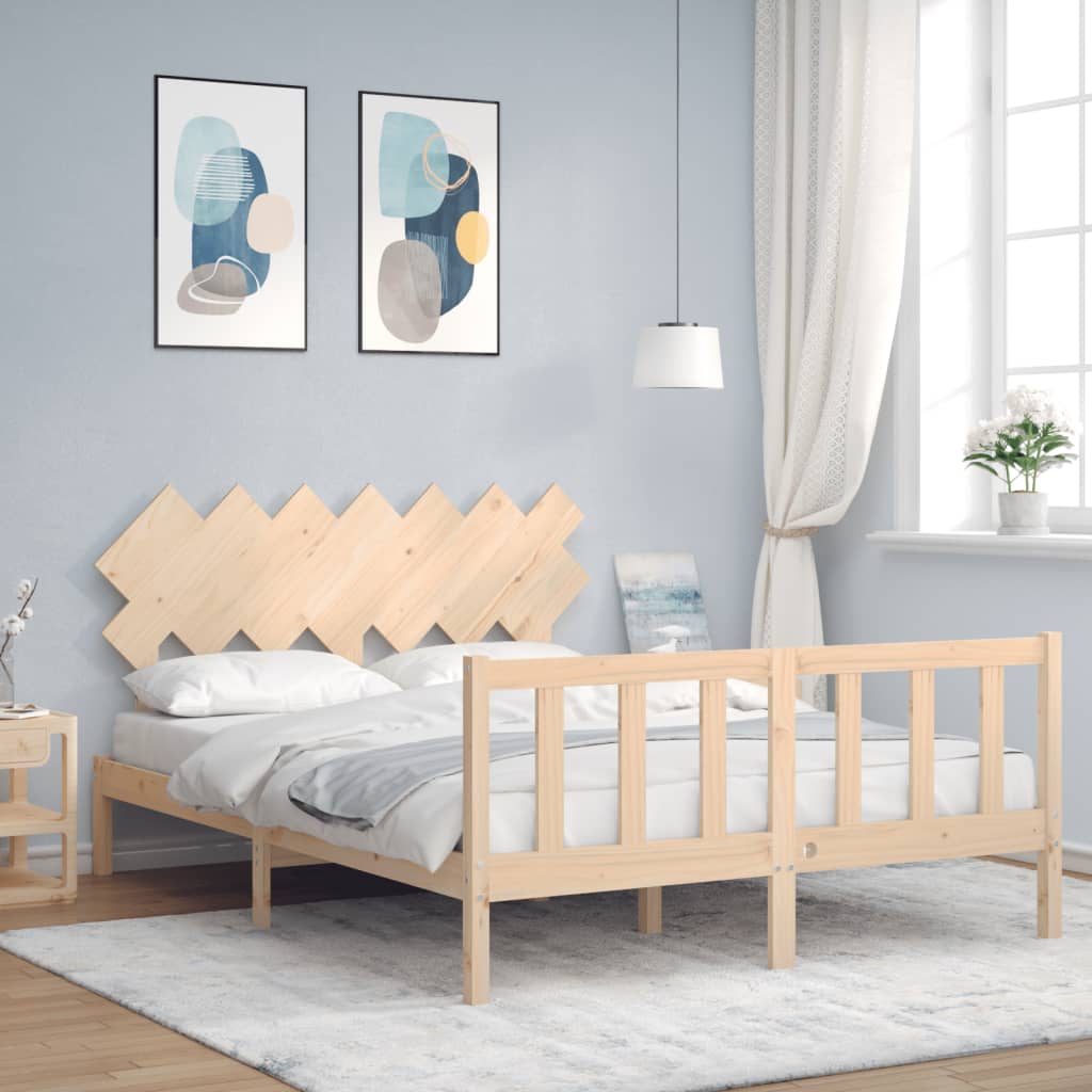 vidaXL Cadru de pat cu tăblie, king size, lemn masiv vidaXL Cadru de pat cu tăblie, king size, lemn masiv