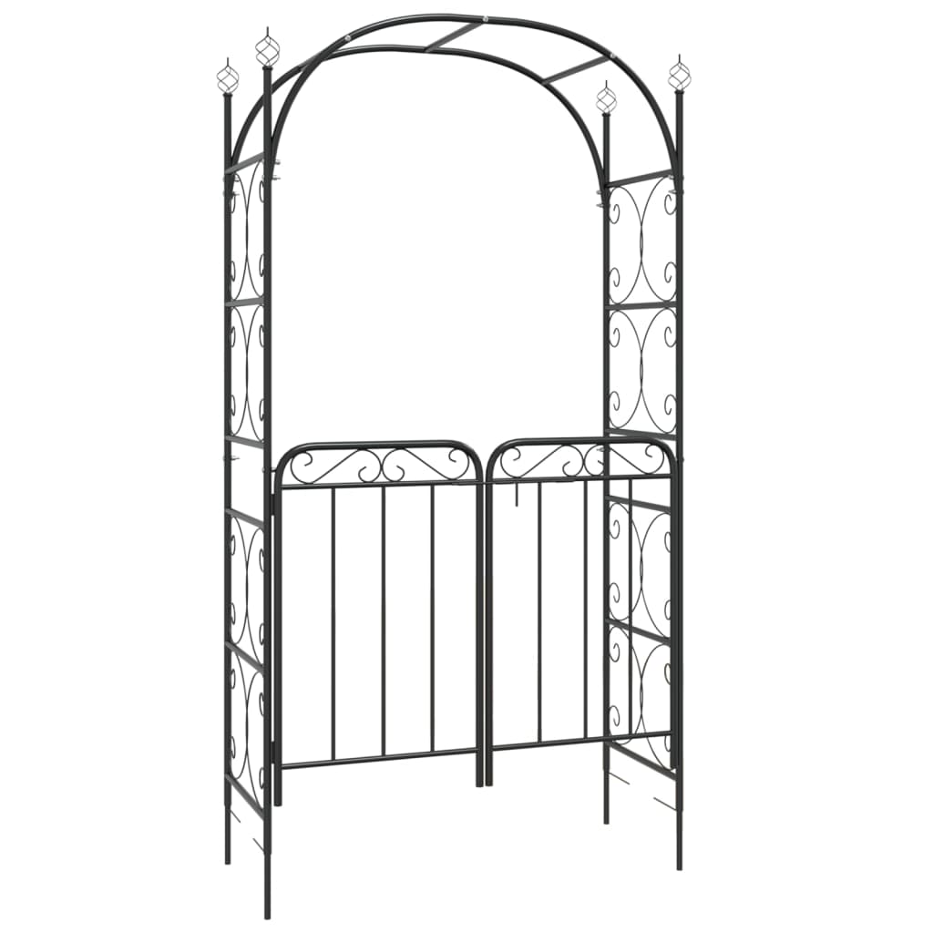 vidaXL Arcadă de grădină cu poartă, negru, 108x45x235 cm oțel vidaXL Arcadă de grădină cu poartă, negru, 108x45x235 cm oțel