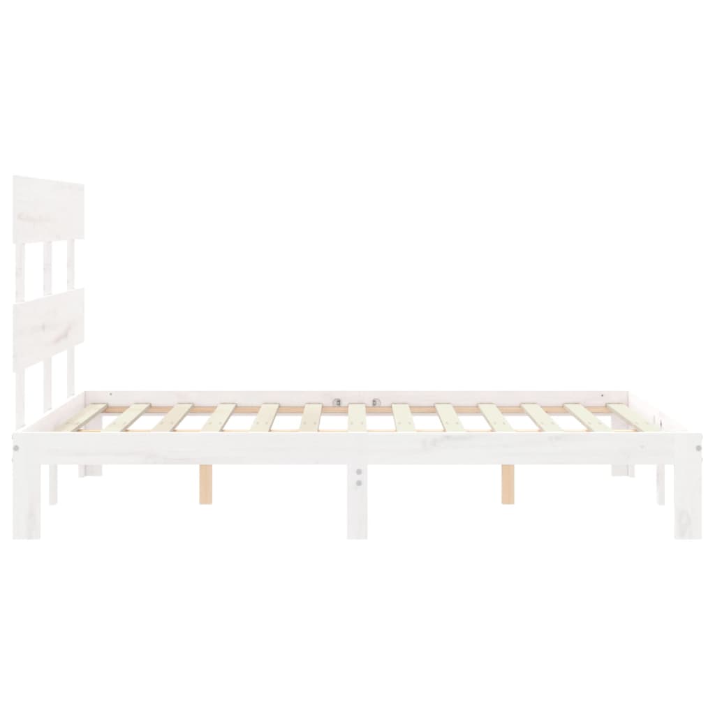 vidaXL Cadru de pat fără saltea, alb, 120x200 cm, lemn masiv pin vidaXL Cadru de pat fără saltea, alb, 120x200 cm, lemn masiv pin