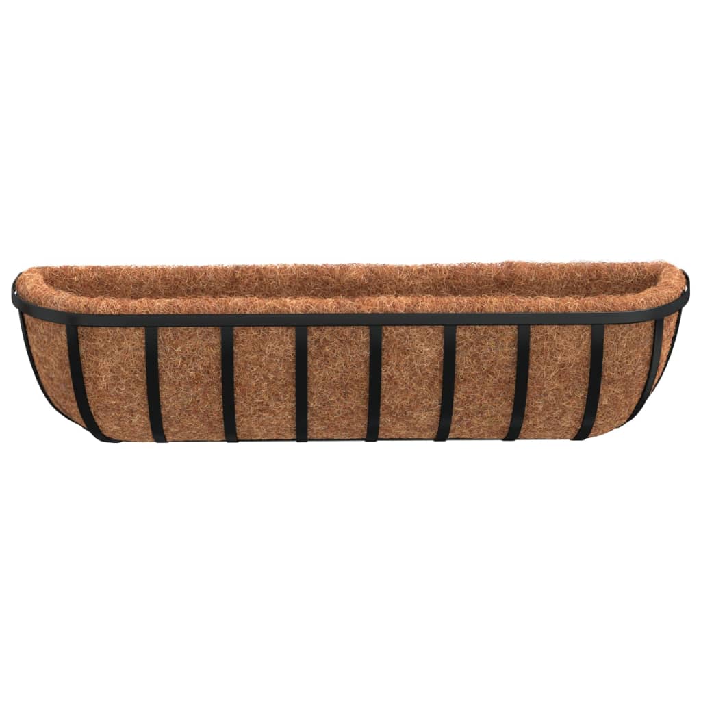 vidaXL Jgheab perete 2 buc. căptușeală cocos, negru, 76x21x16 cm, oțel vidaXL Jgheab perete 2 buc. căptușeală cocos, negru, 76x21x16 cm, oțel