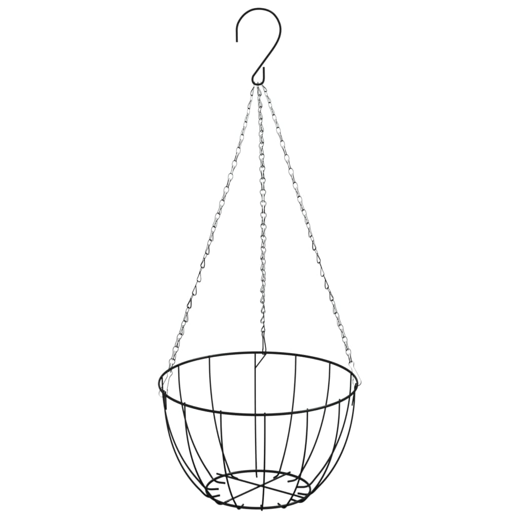 vidaXL Jardiniere suspendate căptușeală cocos 4buc negru Ø40x63cm oțel vidaXL Jardiniere suspendate căptușeală cocos 4buc negru Ø40x63cm oțel