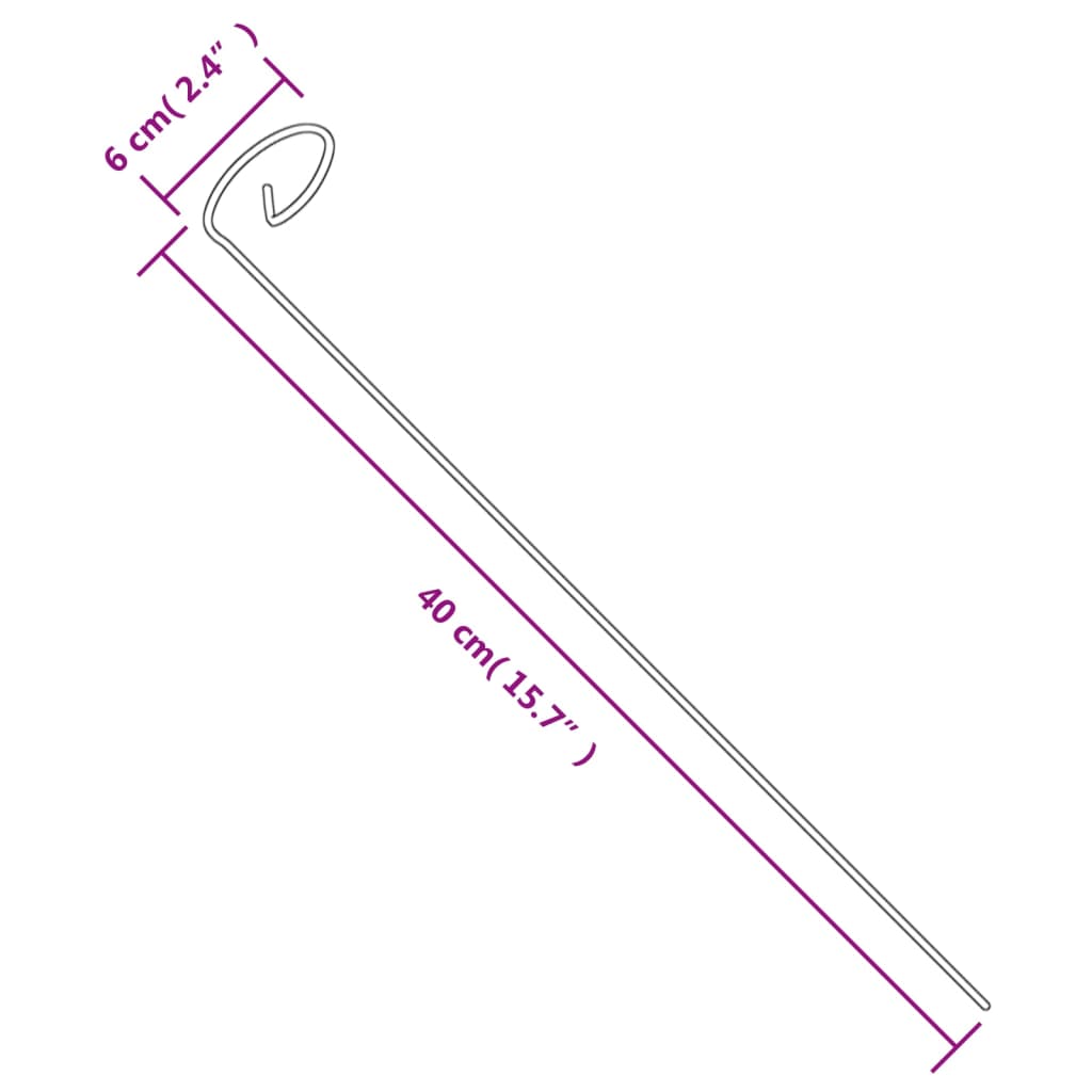 vidaXL Țăruși plante de grădină, 20 buc., verde închis, 40 cm, oțel