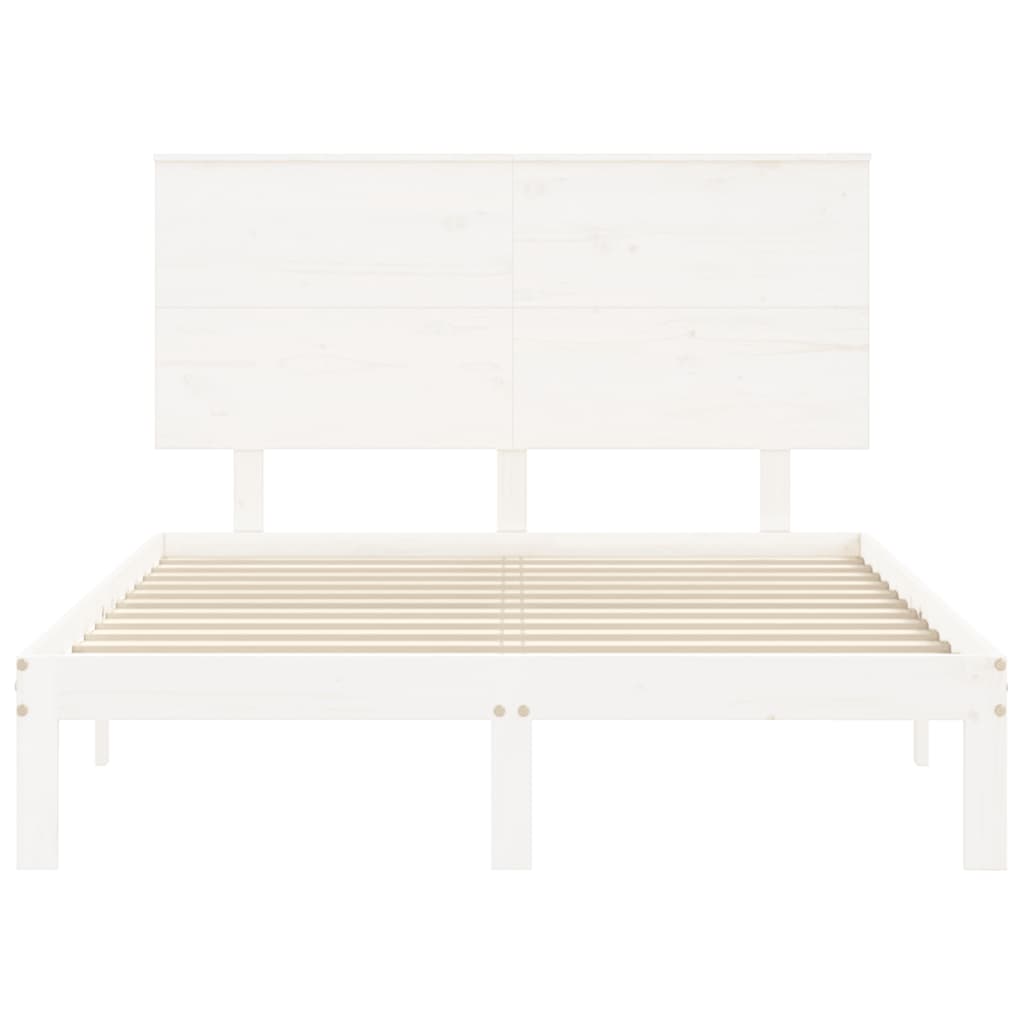 vidaXL Cadru de pat fără saltea, alb, 140x190 cm, lemn masiv de pin vidaXL Cadru de pat fără saltea, alb, 140x190 cm, lemn masiv de pin