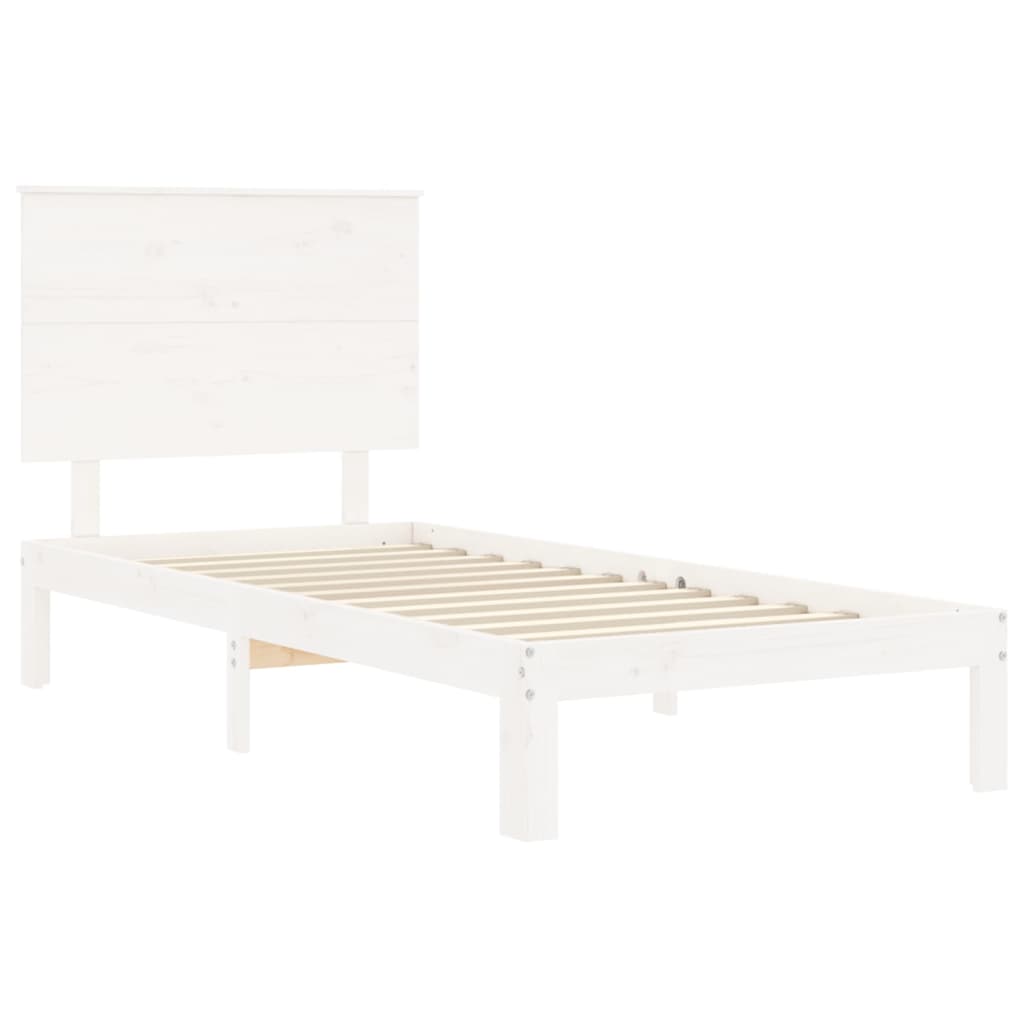 vidaXL Cadru de pat fără saltea, alb, 90x200 cm, lemn masiv pin