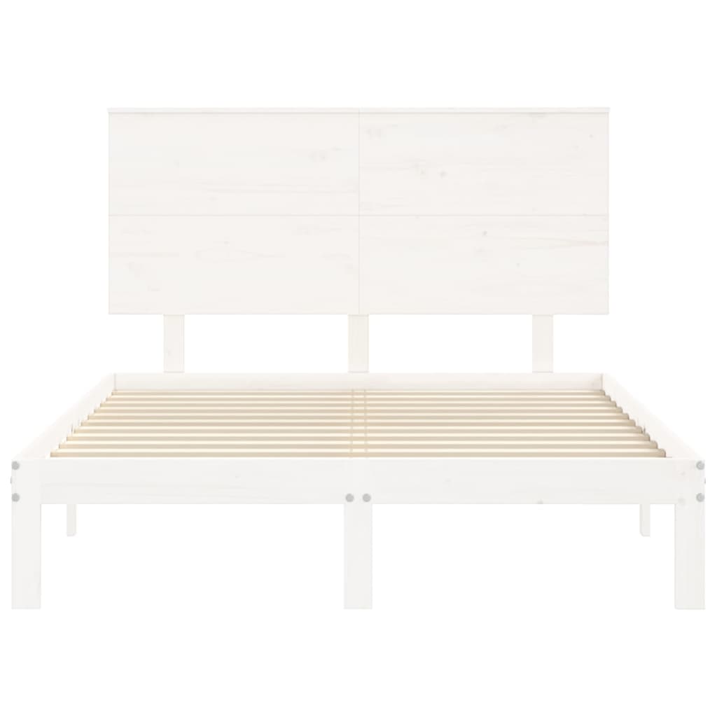 vidaXL Cadru de pat fără saltea, alb, 140x200 cm, lemn masiv pin vidaXL Cadru de pat fără saltea, alb, 140x200 cm, lemn masiv pin