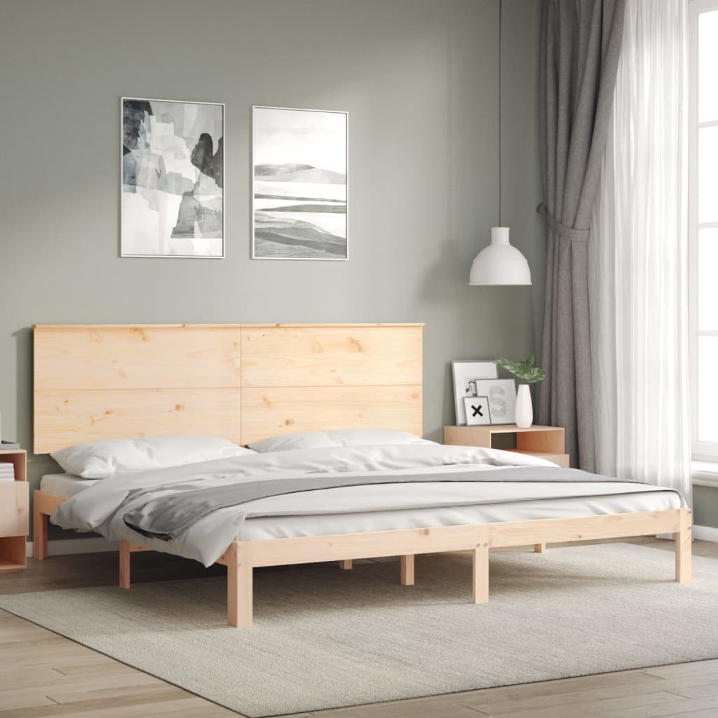 vidaXL Cadru de pat cu tăblie Super King Size, lemn masiv vidaXL Cadru de pat cu tăblie Super King Size, lemn masiv